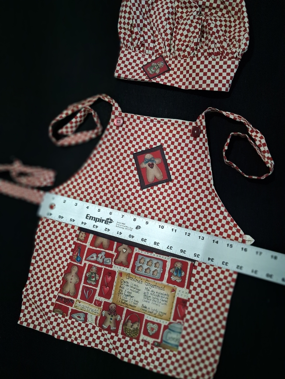 Kids Red Checkered Apron and Chef Hat Set - Picture 2 of 3
